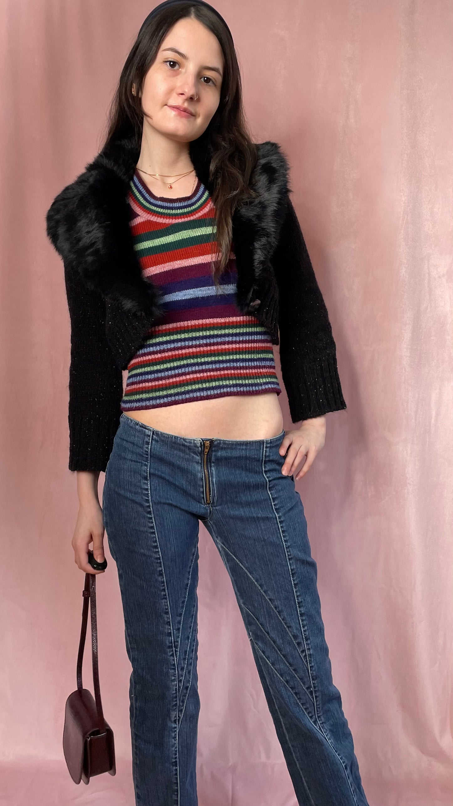 Fur Cropped Cardigan