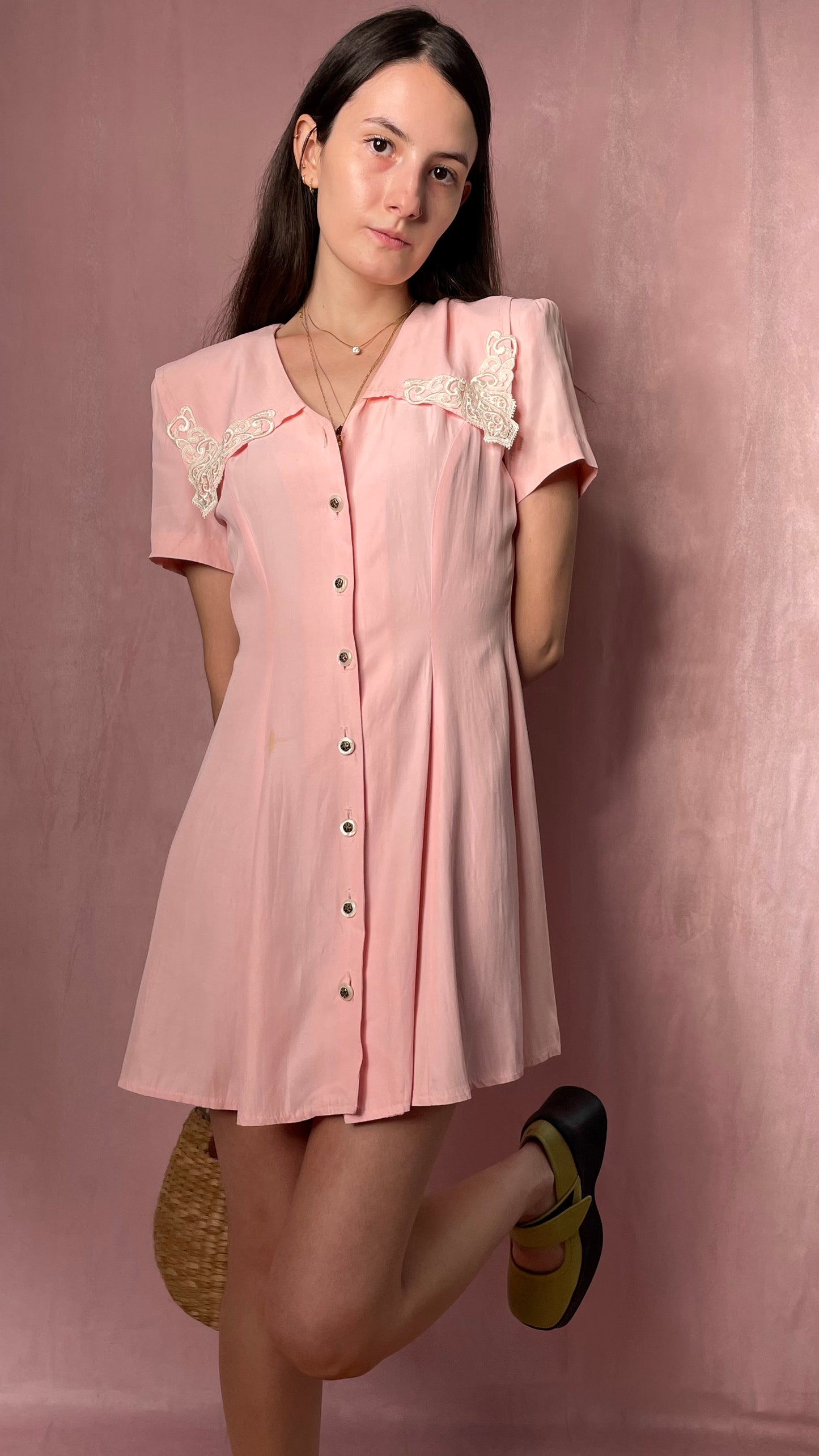 Pink Button Down Dress