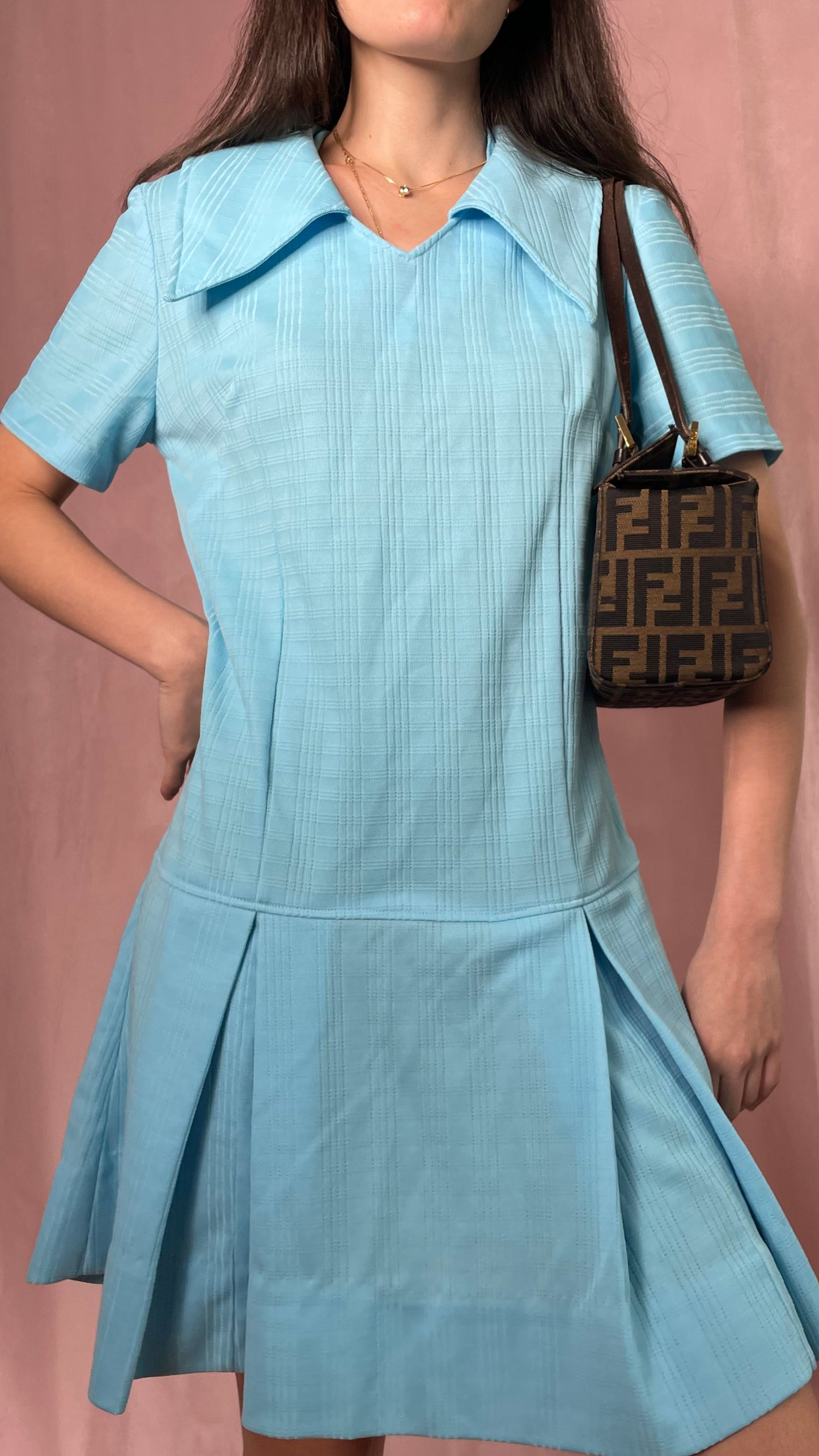 Aqua Pleated Dress