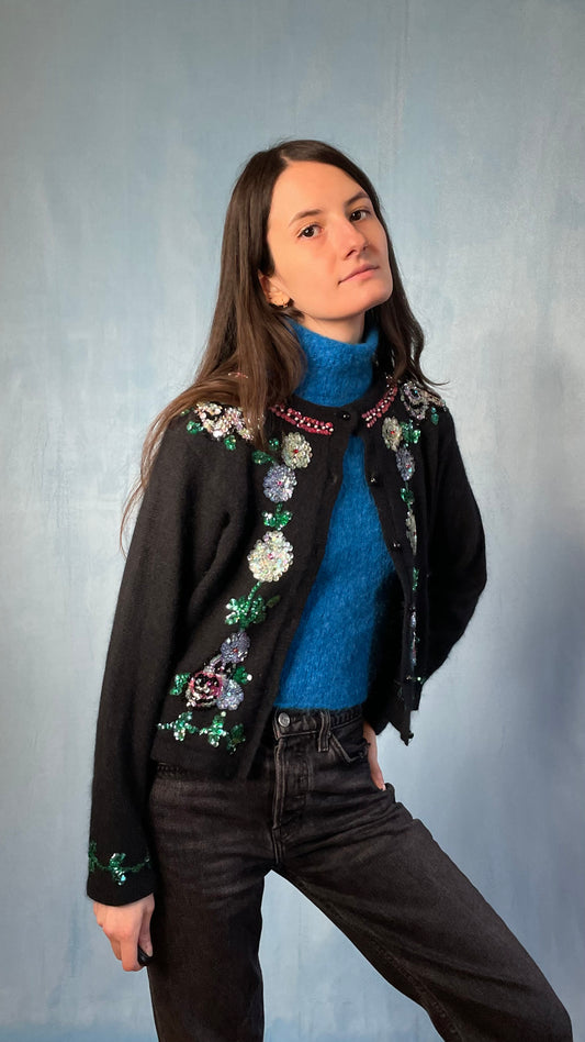 Floral Sequins Cardigan