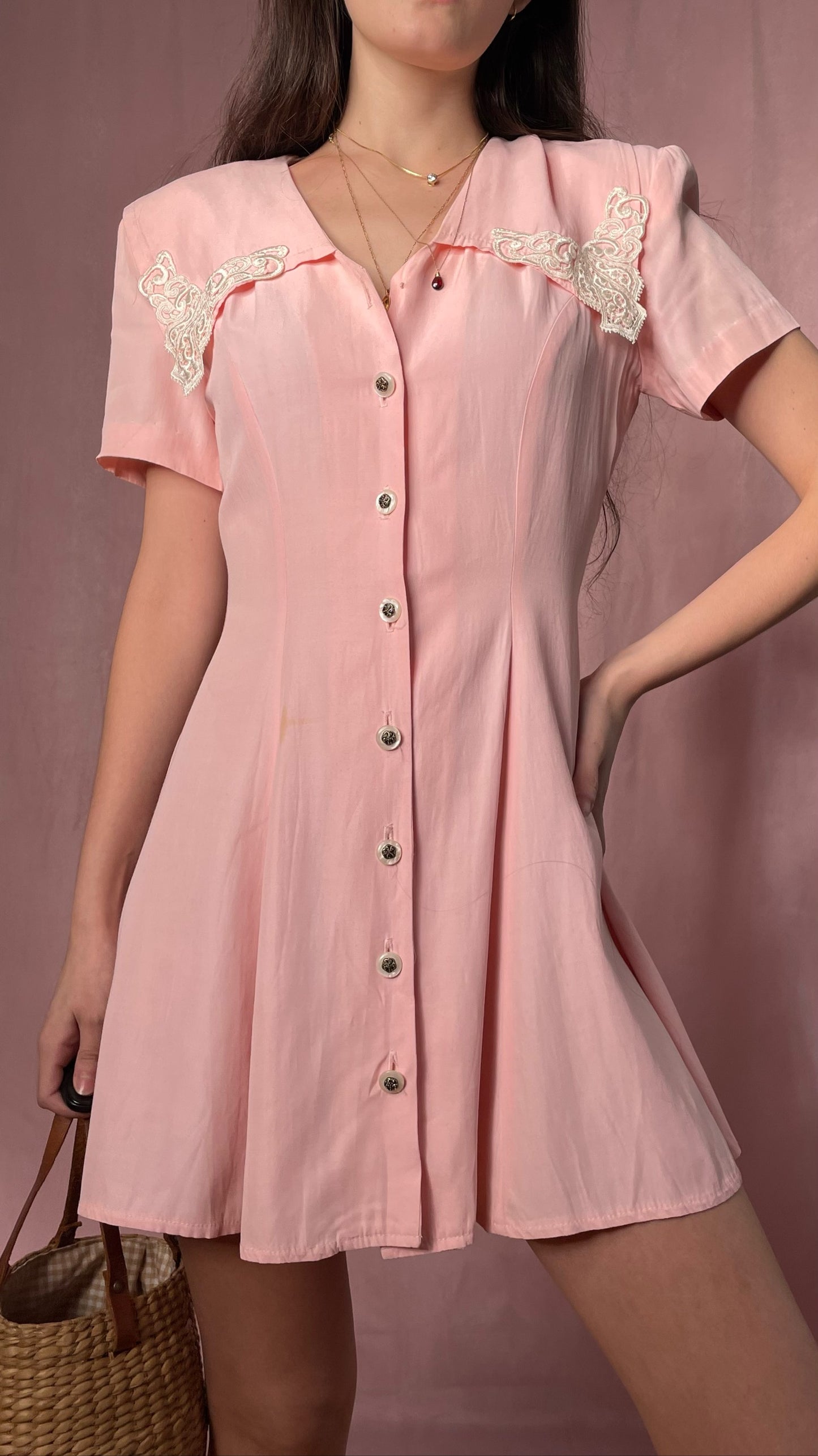 Pink Button Down Dress