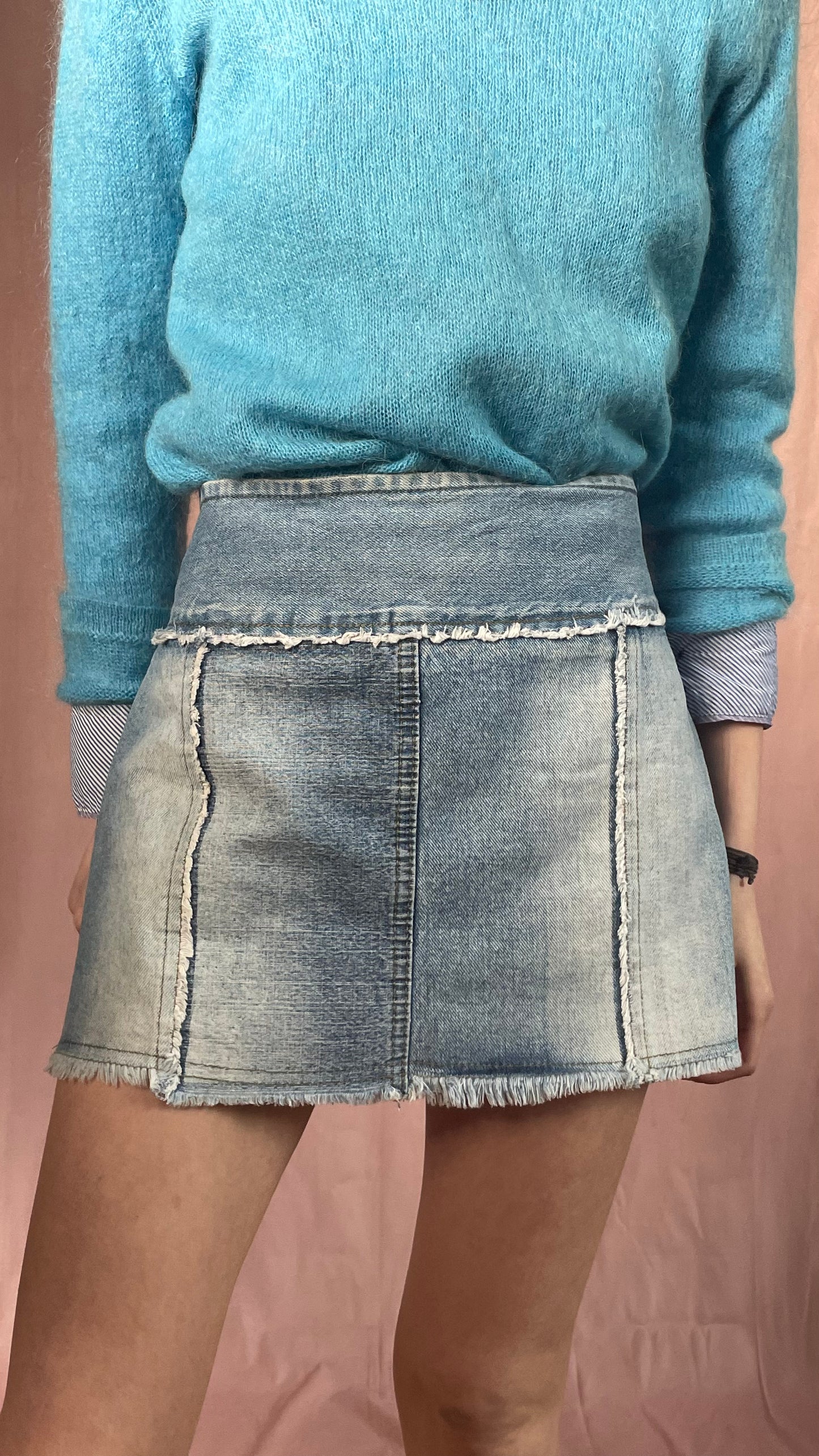 Frayed Denim Mini Skirt