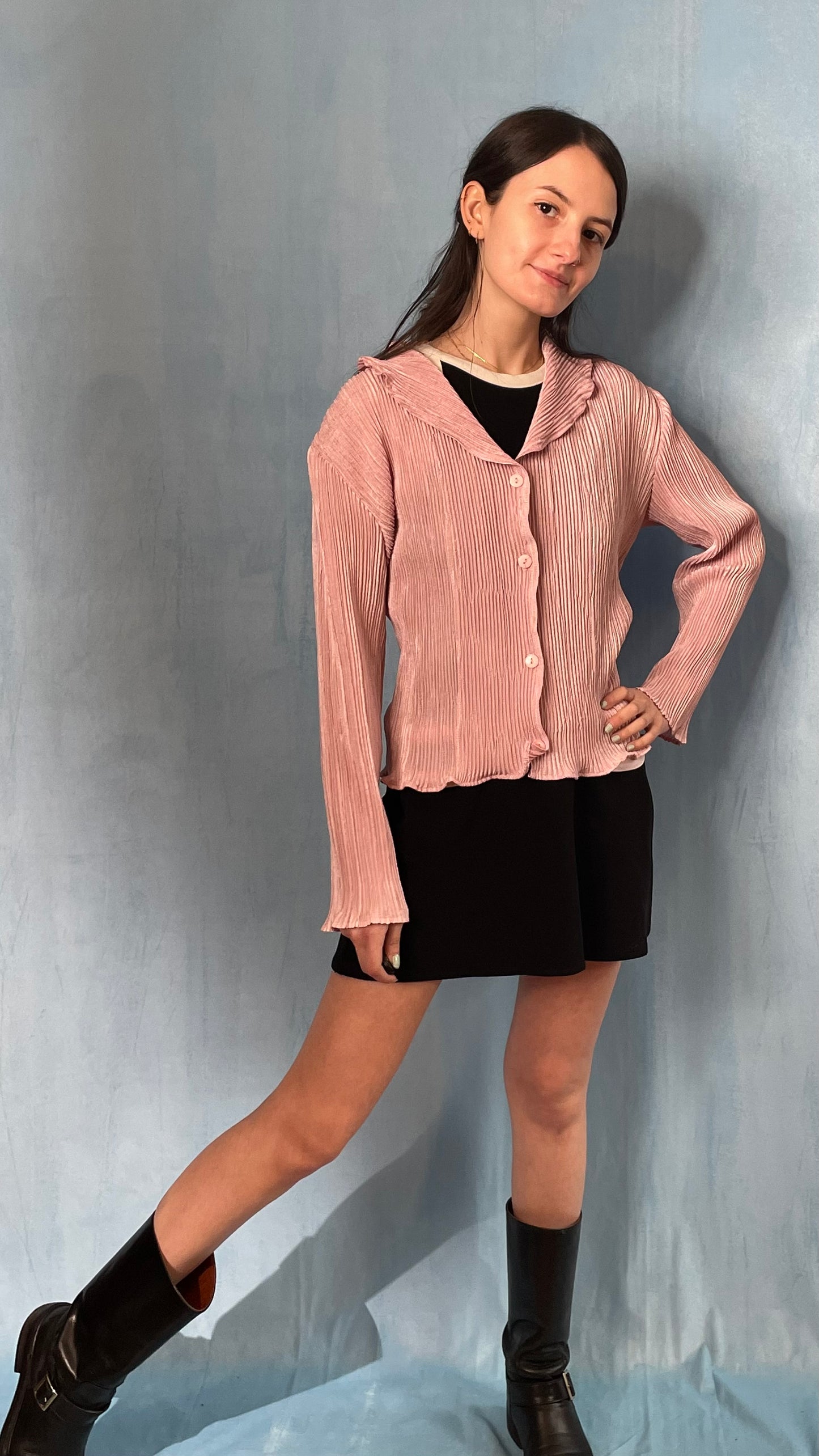 Pink Accordion Blazer