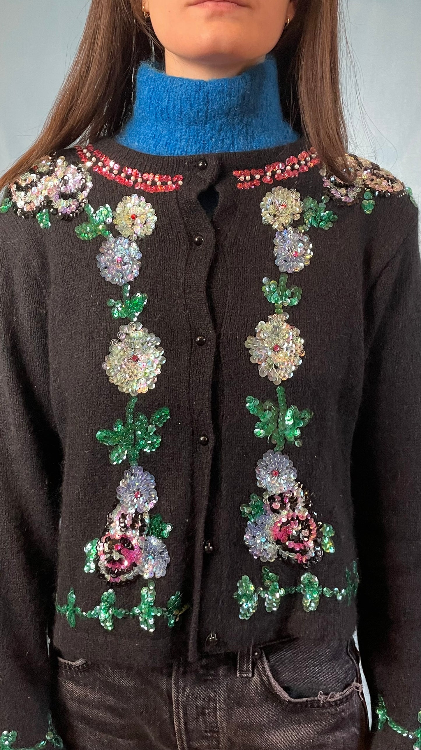 Floral Sequins Cardigan