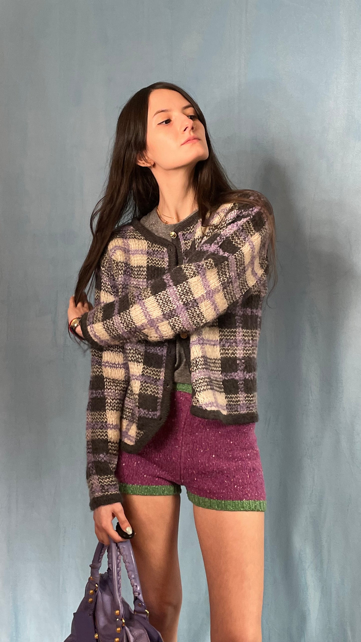 Plaid Mohair Cardigan