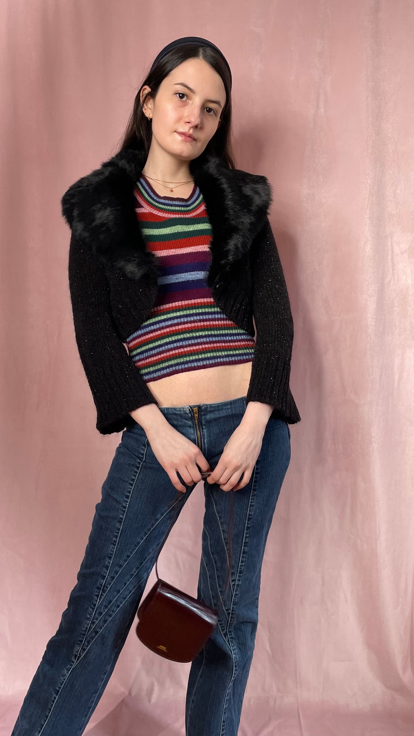 Fur Cropped Cardigan