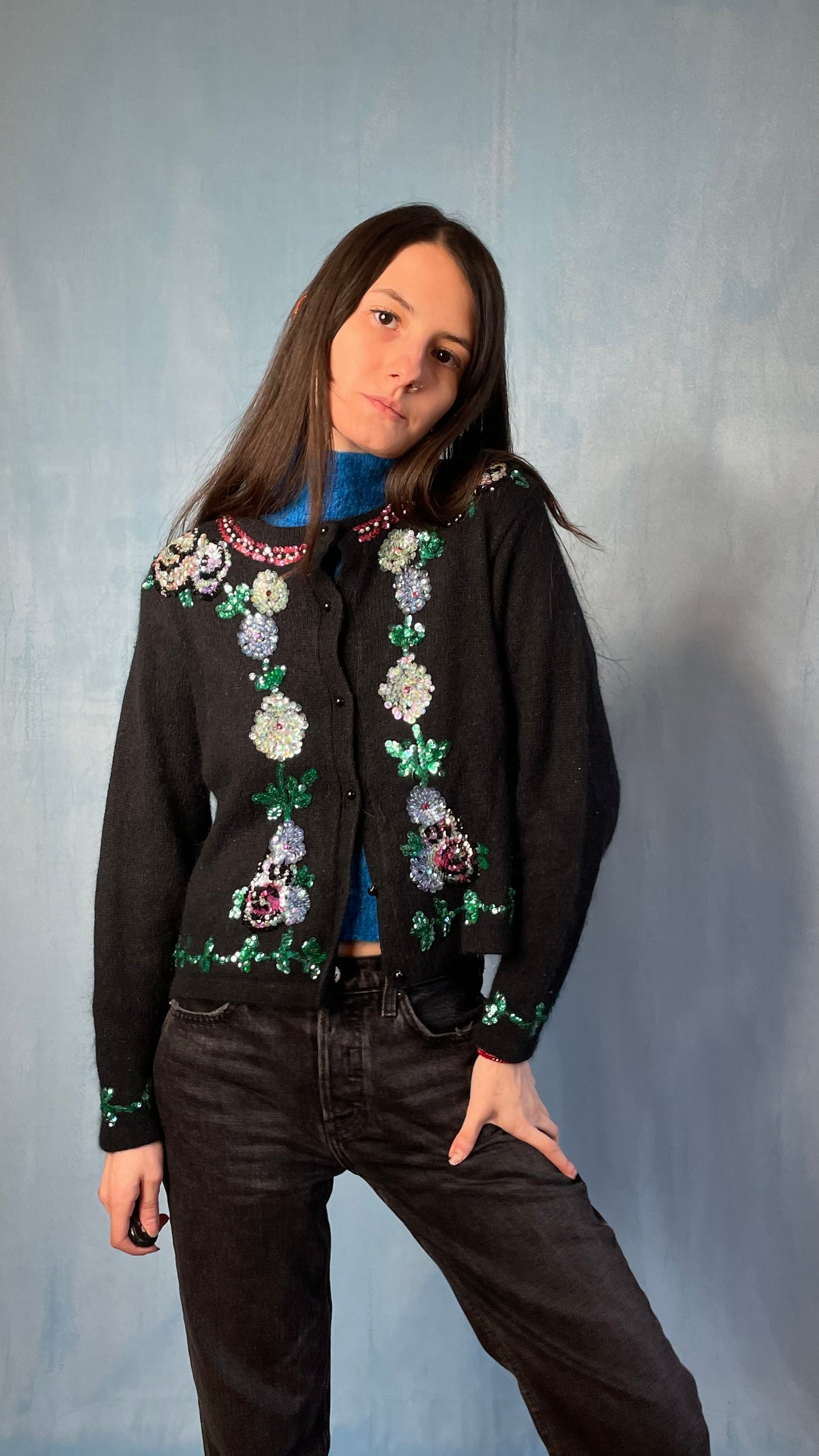 Floral Sequins Cardigan