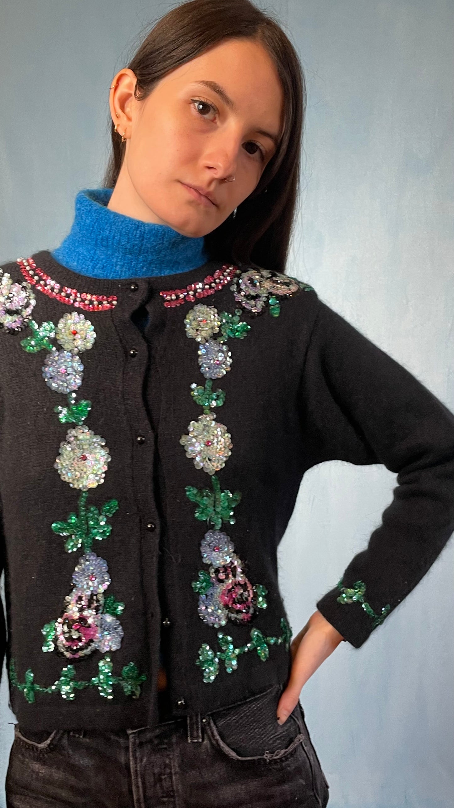 Floral Sequins Cardigan